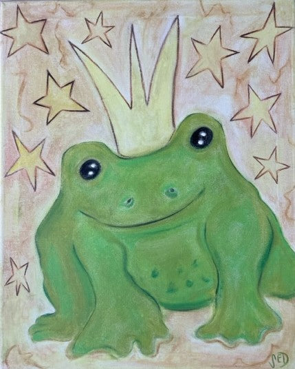 Frog Prince- Original Oil Pastel on Canvas