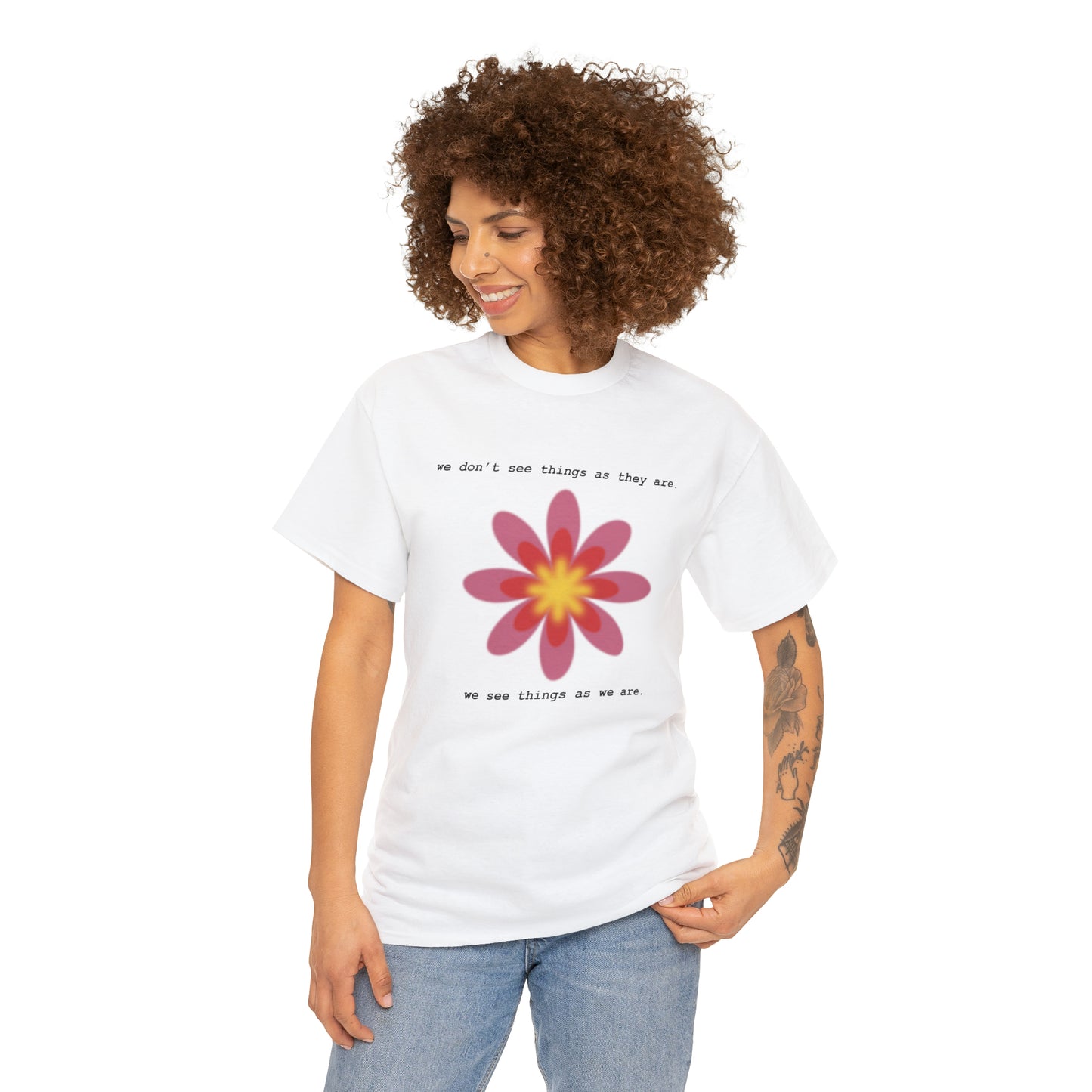 Retro Flower Quote Shirt-Unisex Heavy Cotton Tee