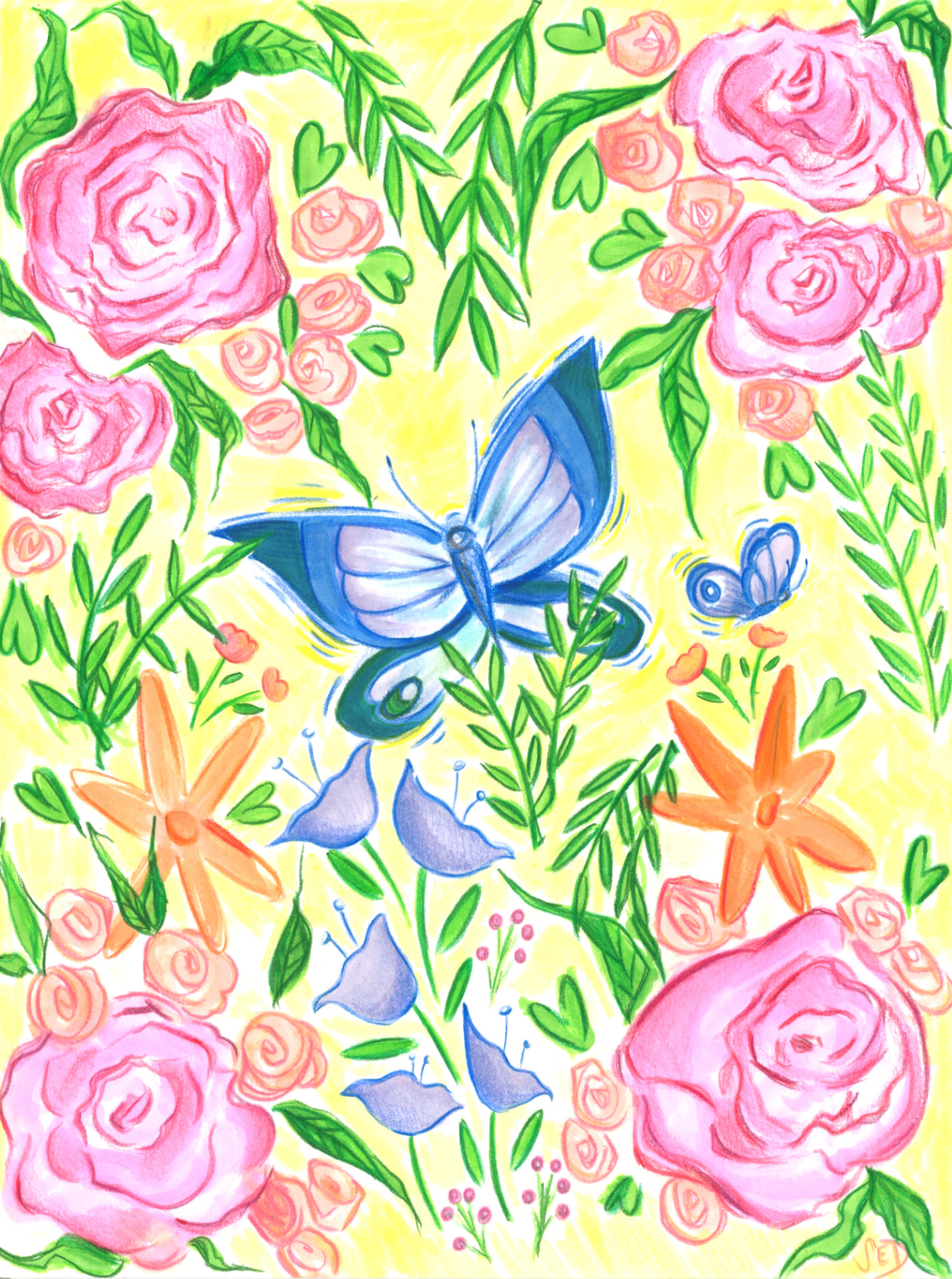 Butterfly Garden Mixed Media Art Print