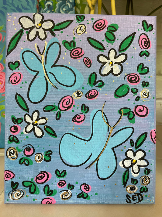 Blue Butterflies- Acrylic Painting on Canvas