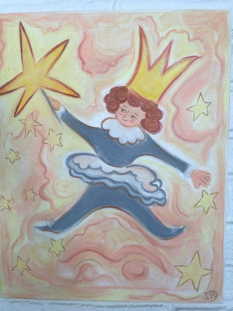 Fairy Princess Oil Pastel on Large Canvas