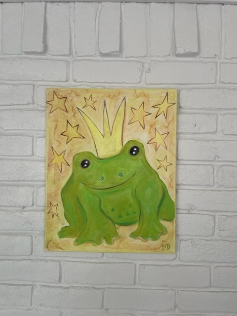 Frog Prince- Original Oil Pastel on Canvas