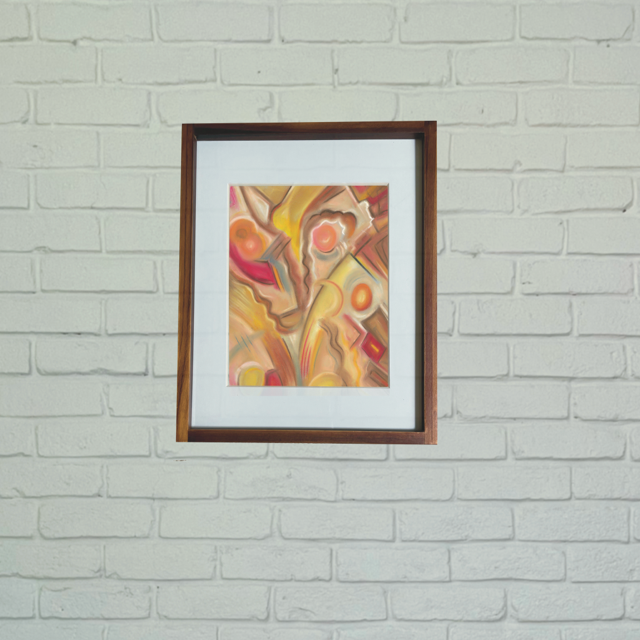 Abstract Neutral-Red Oil Pastel Art Print