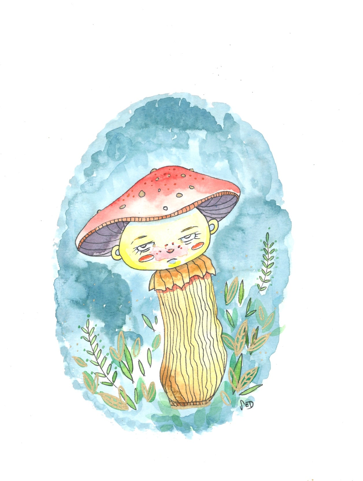 Mushroom Dude Watercolor Art Print