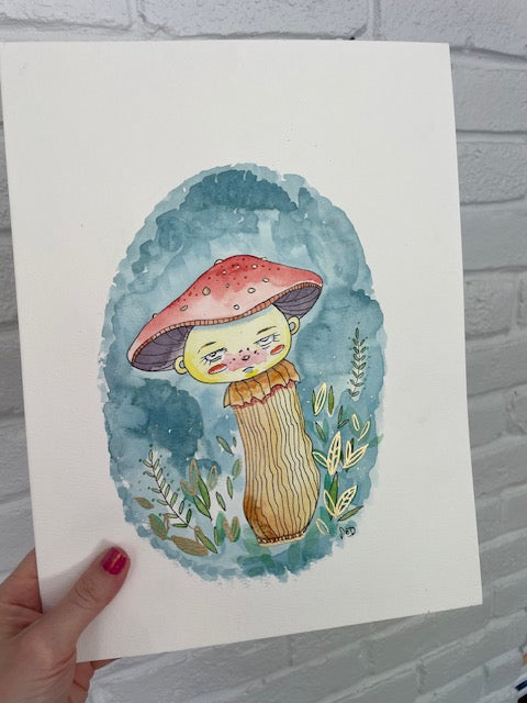 Mushroom Dude- Original Watercolor